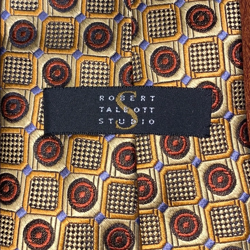 Robert Talbott Studio hand sewn SILK geometric tie made in USA